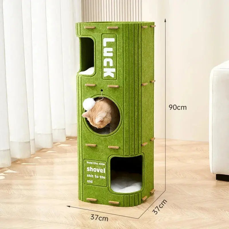 Multi-layer Cat House for Indoor Cats Pet Climbing Frame Integrated Cat Tree Double-layer Scratching Board Enclosed Cat House Nova Trendz