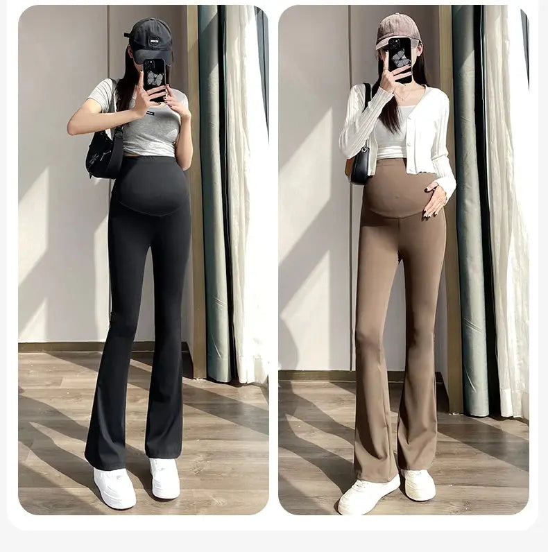 Maternity Leggings for Pregnant Women Yoga Flared High-waisted Trousers Pregnancy Clothes Maternity Yoga Flared Pants Nova Trendz