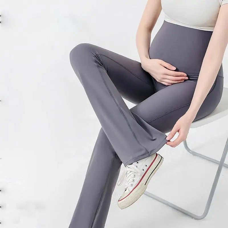 Maternity Leggings for Pregnant Women Yoga Flared High-waisted Trousers Pregnancy Clothes Maternity Yoga Flared Pants Nova Trendz