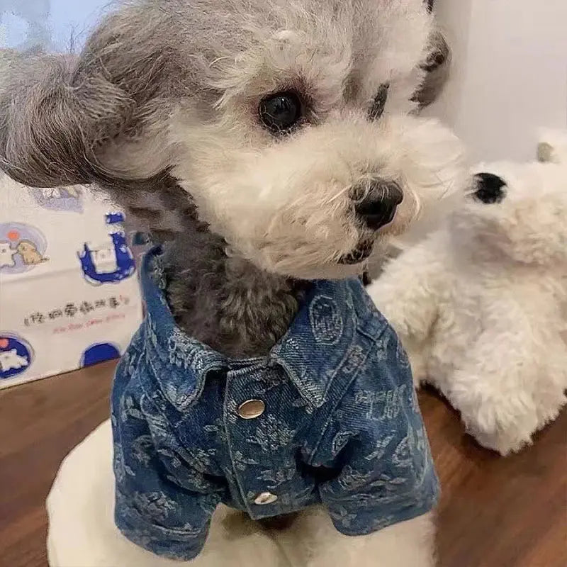 Printing Denim Clothes for Small Medium Dogs Soft Polyester Unisex Cat Overalls Snap Button Coats Autumn Pet Chihuahua Clothing - Nova Trendz