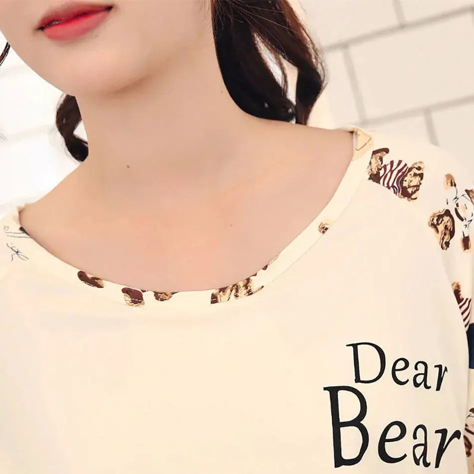 Maternity Clothings Nursing Dresses Breastfeeding Sleepwear Pattern Printing Cheerful and Lively Girl Feeling for Pregnant Women Nova Trendz