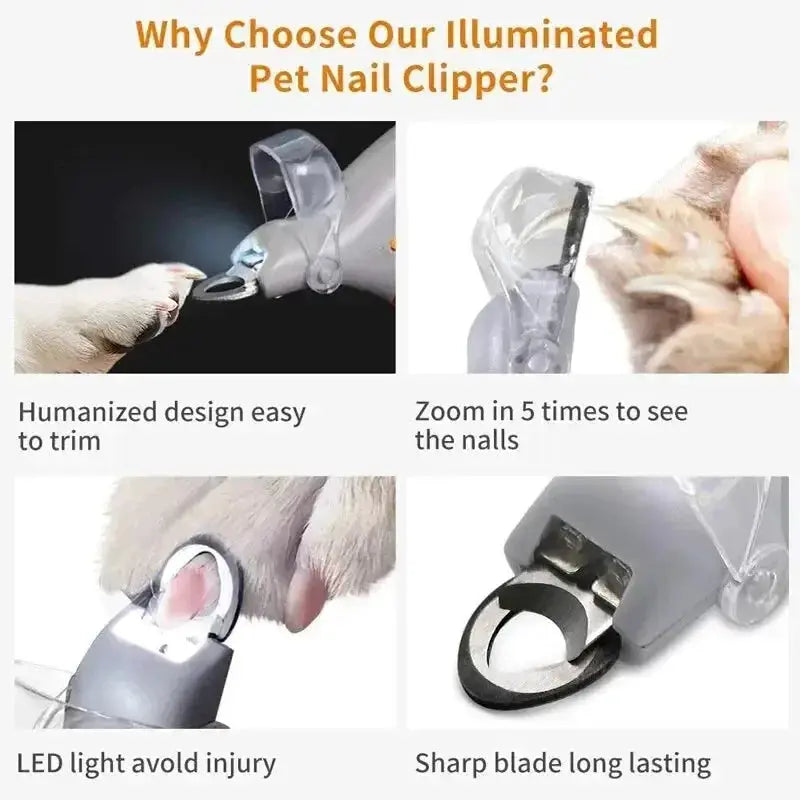 Pet Nail Clipper with LED Light Dog Cat Special Nail Clipper Multifunction Nail Trimmer Pet Cleaning Grooming Supplies Dog bib Nova Trendz