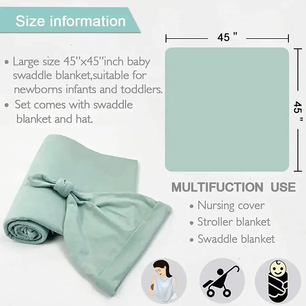 Swaddling Blanket and Hat Set for Newborns Suitable for Covering and Wrapping Baby Blankets for Both Boys and Girls Nova Trendz