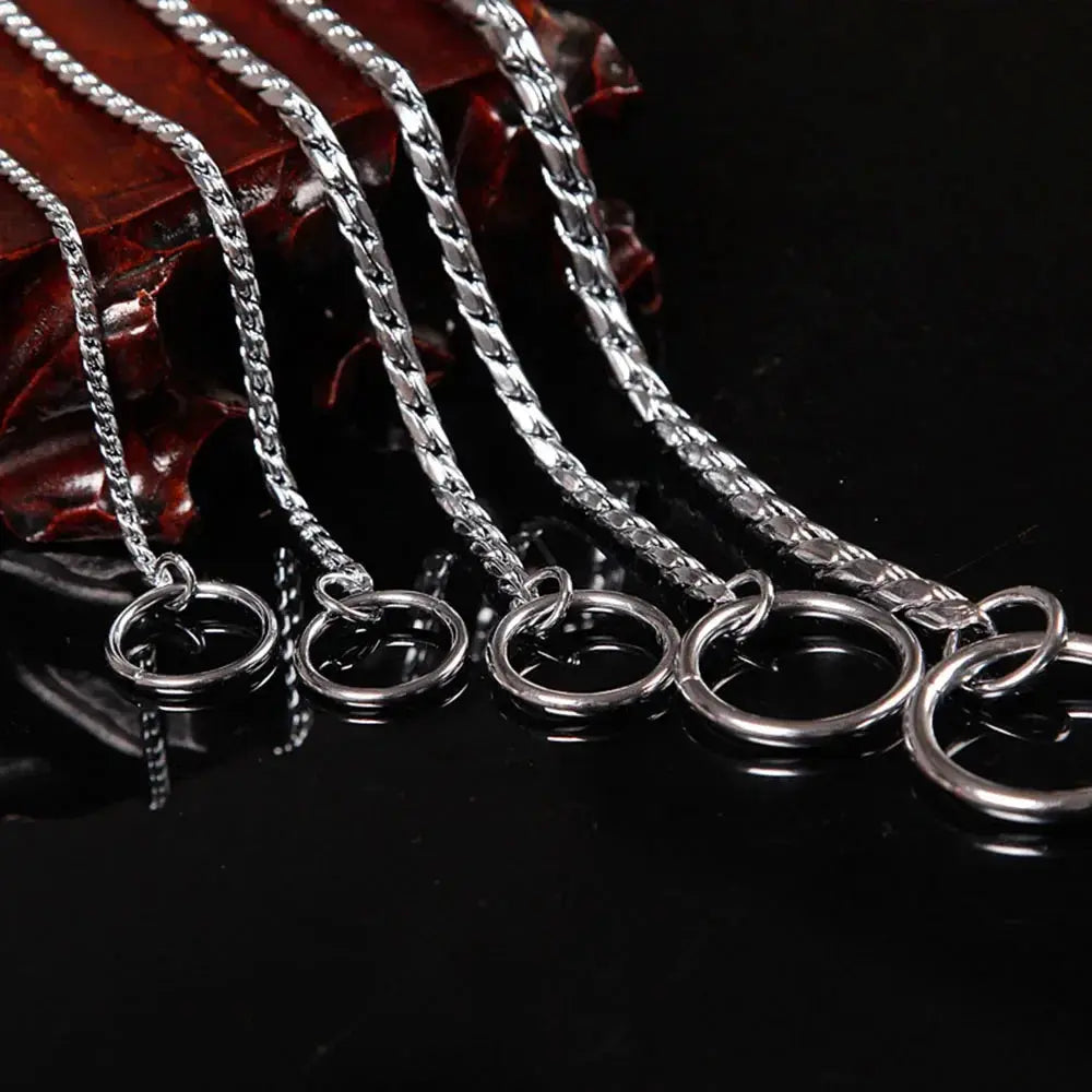 Copper Snake P Chain Dog Collar Small Puppy Large Dog Collar Necklace Choker Pet Training Supplies Slip Collar Gold Sliver Black - Nova Trendz