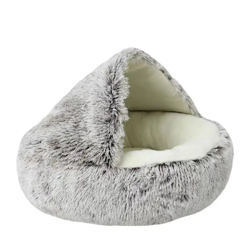 Soft Plush Pet Bed with Cover Round Cat Bed Pet Mattress Warm   Cat Dog  Sleeping Nest Cave for Small Dogs kitten - Nova Trendz