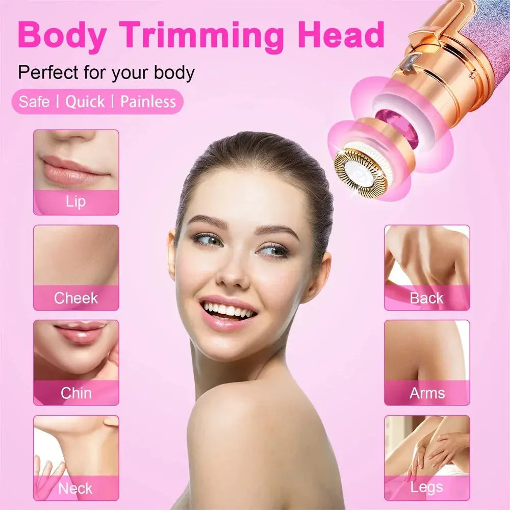 2 In1 Electric Eyebrow Trimmer Painless Eye Brow Mini Shaver Razors Portable Facial Hair Remover Women Built-in LED Light Nova Trendz