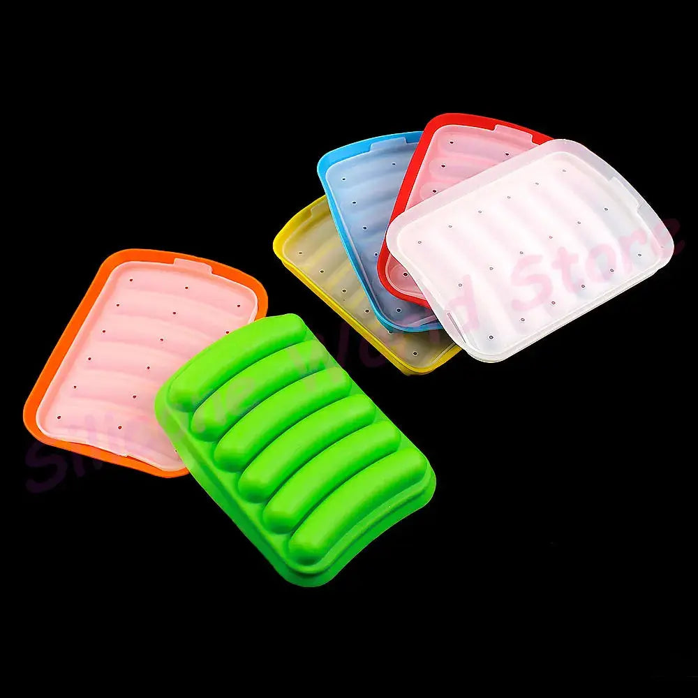 Silicone World DIY Silicone Sausage Molds With Lid Baby Complementary Food Baked and Steamed Ham Hot Dog Making Mold Baking Tool Nova Trendz