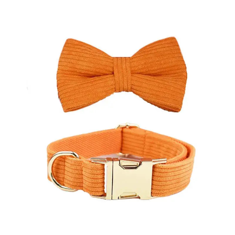 Orange Corduroy Dog Collar And Leash Set For Dogs Custom Engraved Nameplate Pet Supplies Dog Leash Corduroy11 Nova Trendz