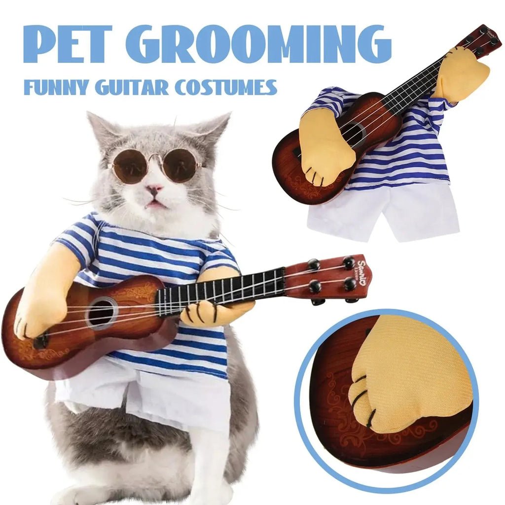 Pet Guitar Costume Funny Dog Costumes Guitarist Player Halloween Christmas Cosplay Party Dog Cat Clothes Dressing Up Outfits - Nova Trendz