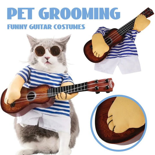 Pet Guitar Costume Funny Dog Costumes Guitarist Player Halloween Christmas Cosplay Party Dog Cat Clothes Dressing Up Outfits