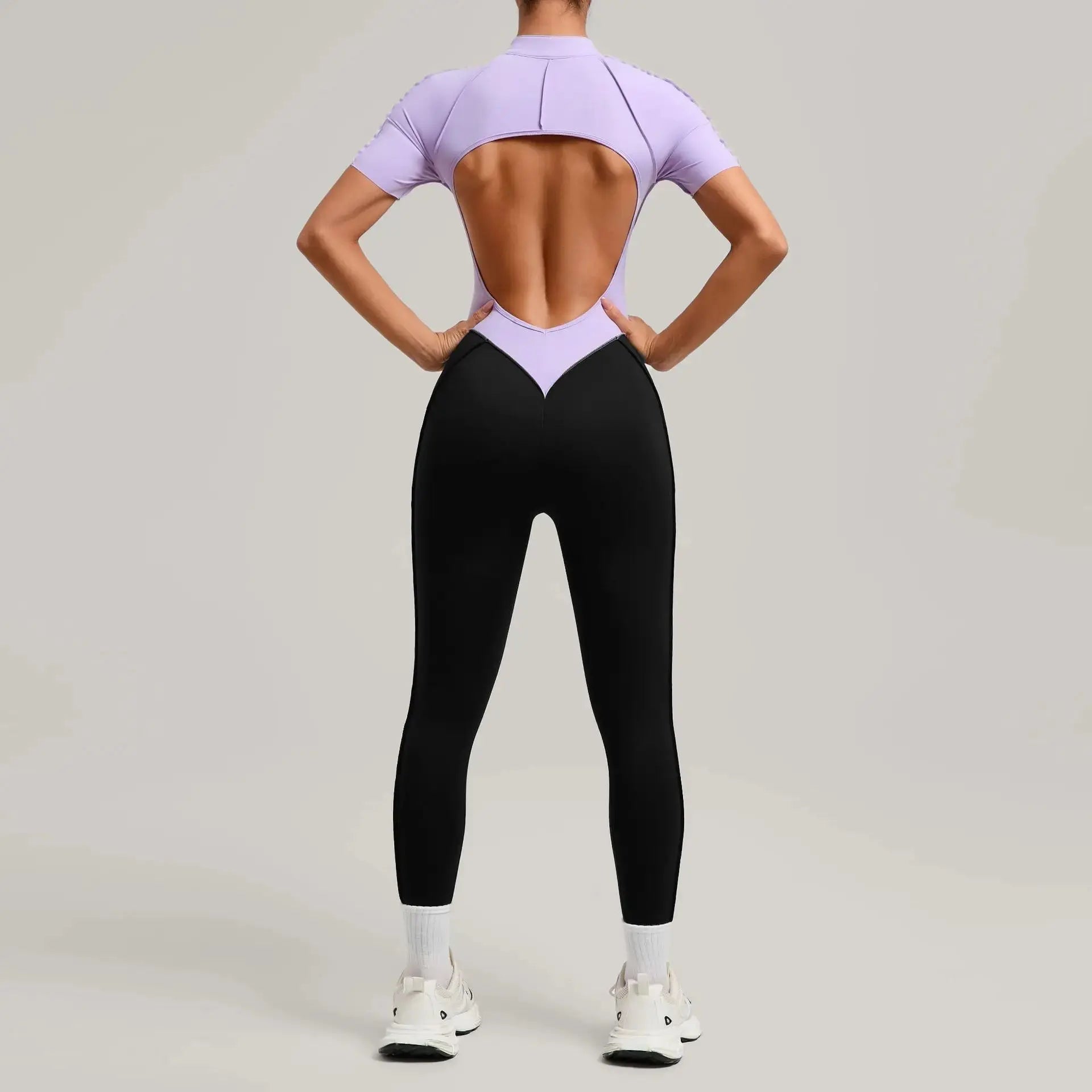 Yoga Bodysuit Short Sleeves Women's Tracksuits Gym Zipper Jumpsuits Sports Workout High-intensity Fitness One-piece Tights Suit - Nova Trendz