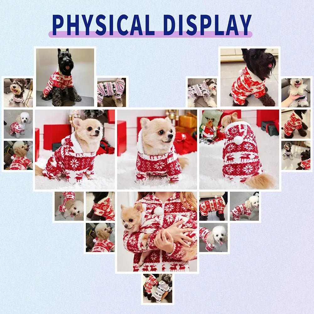 S-4XL Dog Pajamas for Small Medium Dogs Elk Printed Puppy Jumpsuit Winter Warm Pet Christmas Clothing Coral Velvet Sleepwear - Nova Trendz