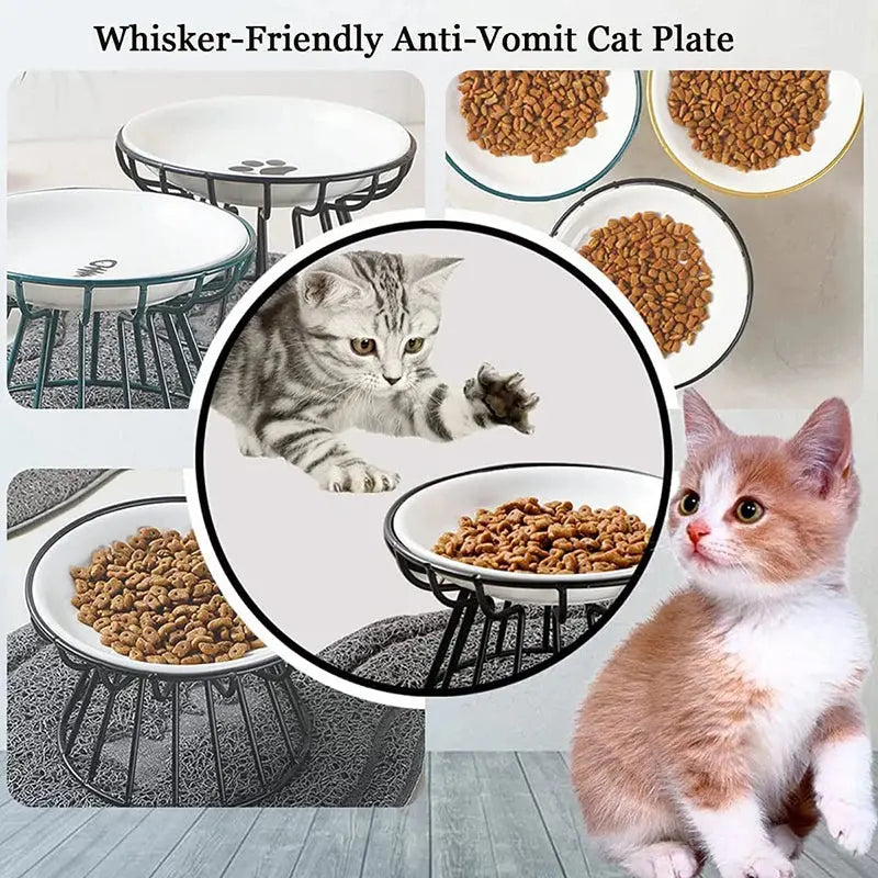Ceramic For Dog Cat Puppy Kitten Elevated Cat Feeder Drinker Pet Feeder Bowl Pet Supplies Cat Food Bowl Water Feeder Container Nova Trendz