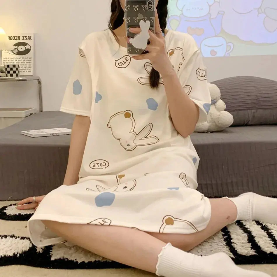 Maternity Clothings Nursing Dresses Breastfeeding Sleepwear Pattern Printing Cheerful and Lively Girl Feeling for Pregnant Women Nova Trendz