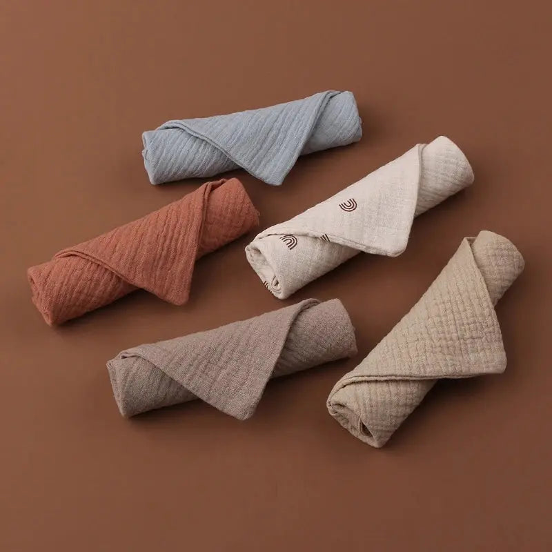 5PC Baby Towel New Born Items Stuff Muslin Squares Infant Newborn Hand Bath Shower Face Towels Soft Cotton Gauze Baby Washcloth Nova Trendz