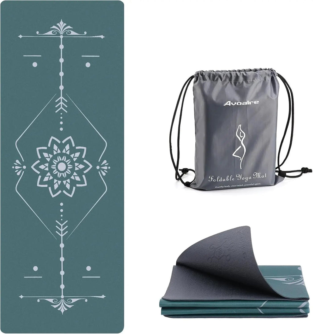 Foldable Yoga Mat Non Slip Exercise Mat Travel Lightweight Hot Yoga Mat with Carry Bag for Pilates & Home Workouts 72"L x 32"W x Nova Trendz