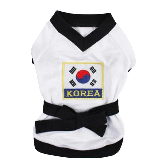 Pet Halloween Karate Costume with Belt Funny Taekwondo Uniform for Dogs and Cats