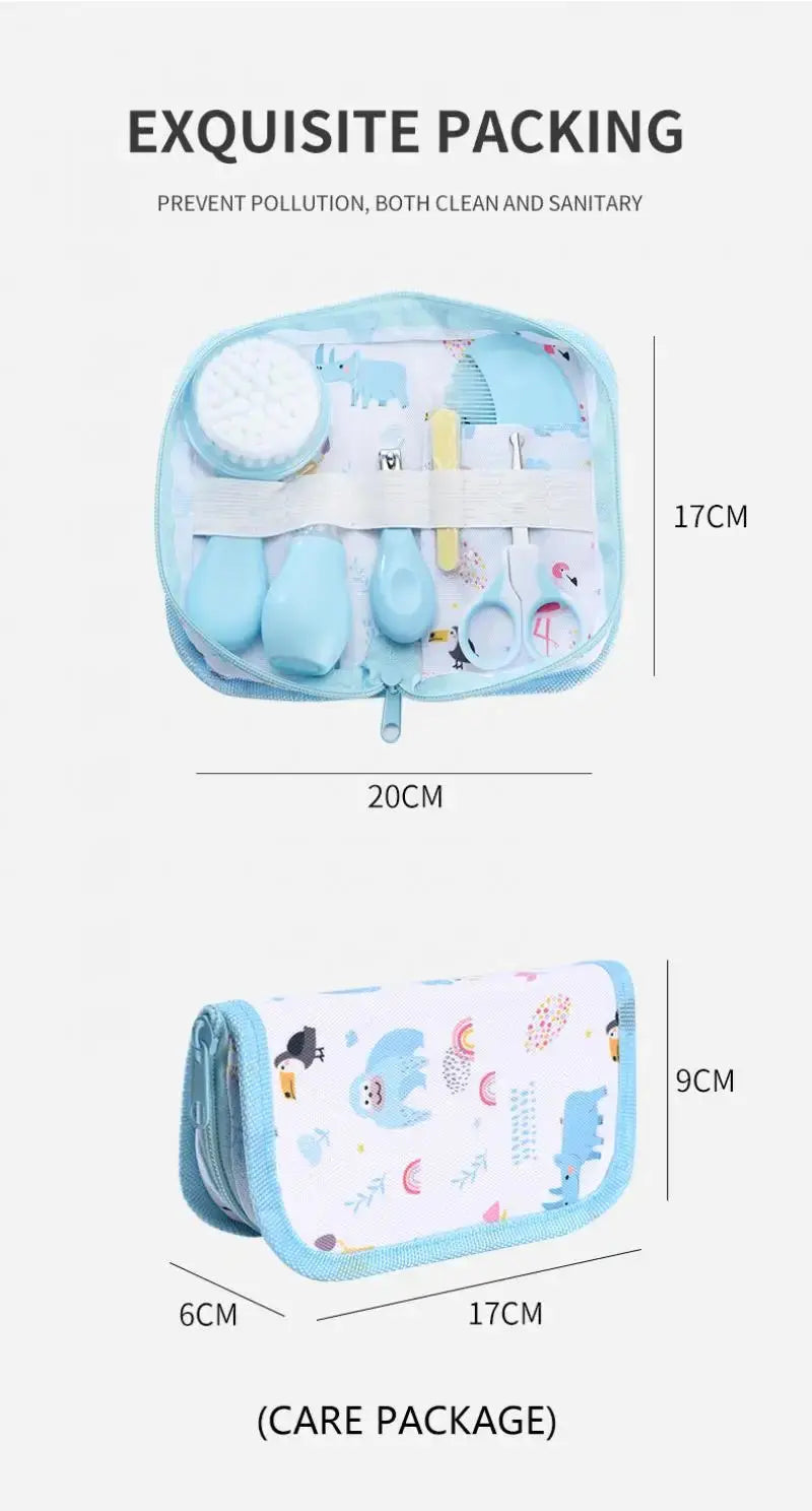 6Pcs/set Newborn Baby Care Kit Cleaning Supplies Head Comb Brush Scissors Nasal Aspirator Nail Clipper Sharpener Tool Package Nova Trendz