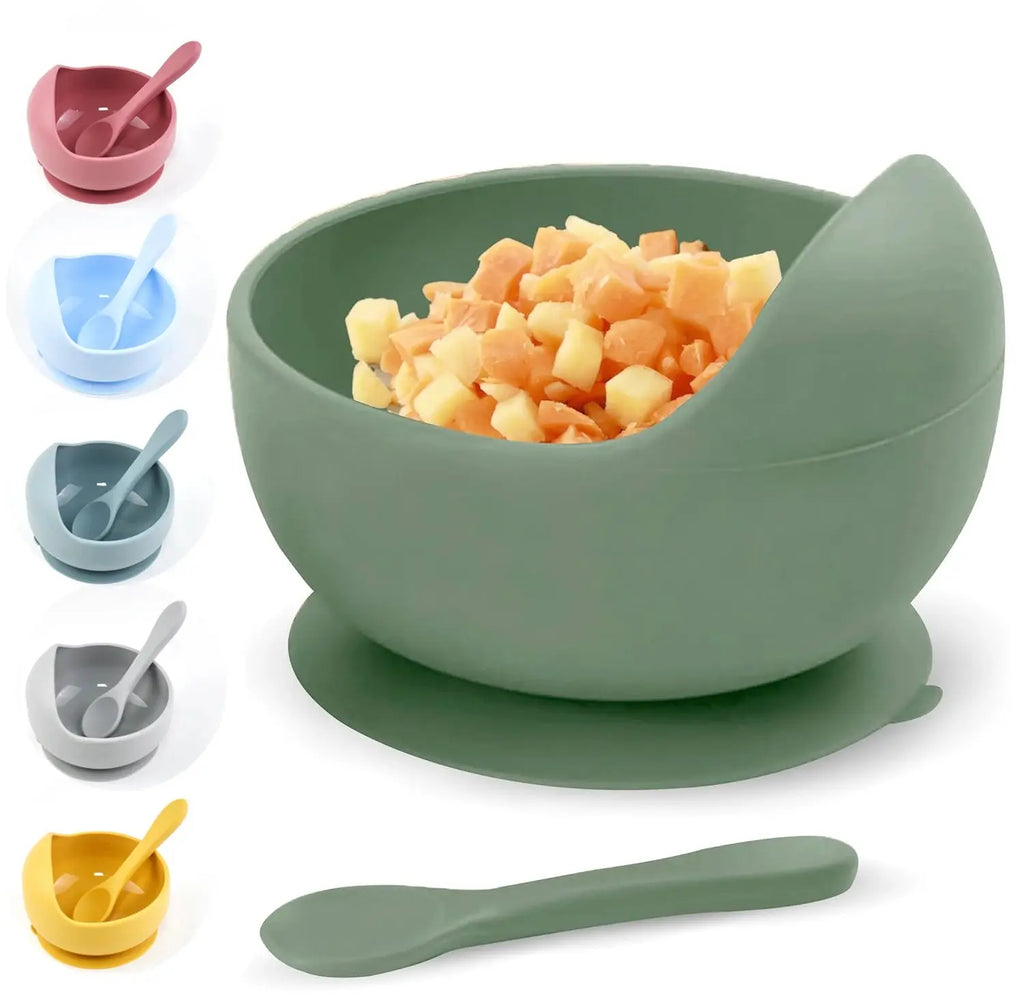 Silicone Baby Bowl Self feeding Training Snail Bowl Infant Anti Drop Sucker Set With Spoon Set Children's Feeding Tableware Nova Trendz