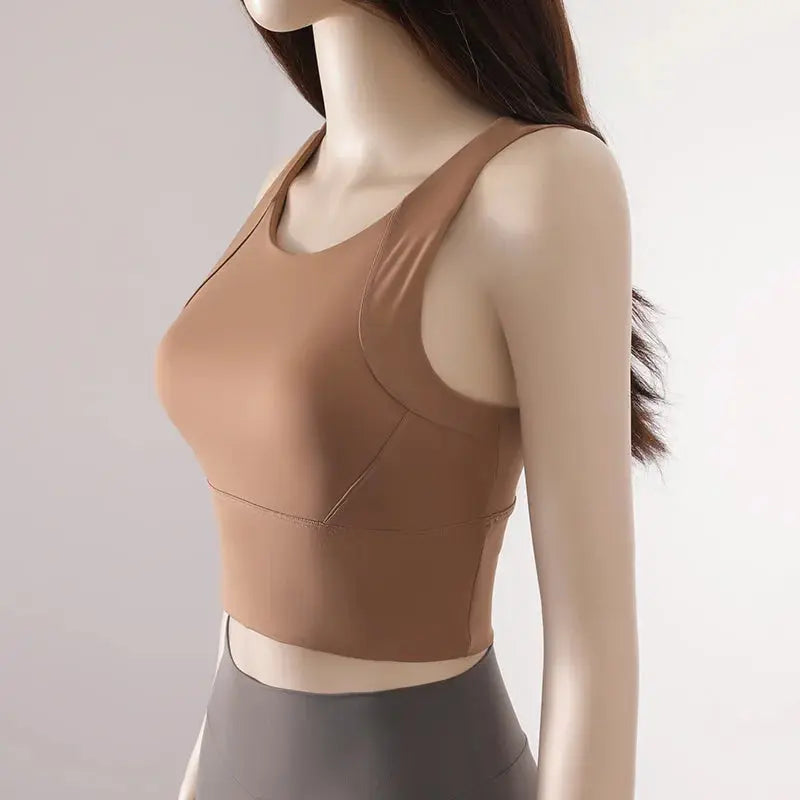 Women Sport Fixed Chest Pad Bra Female Athleisure Workout Tank Top Ladies Gym Clothes Yoga Sports Wear - Nova Trendz