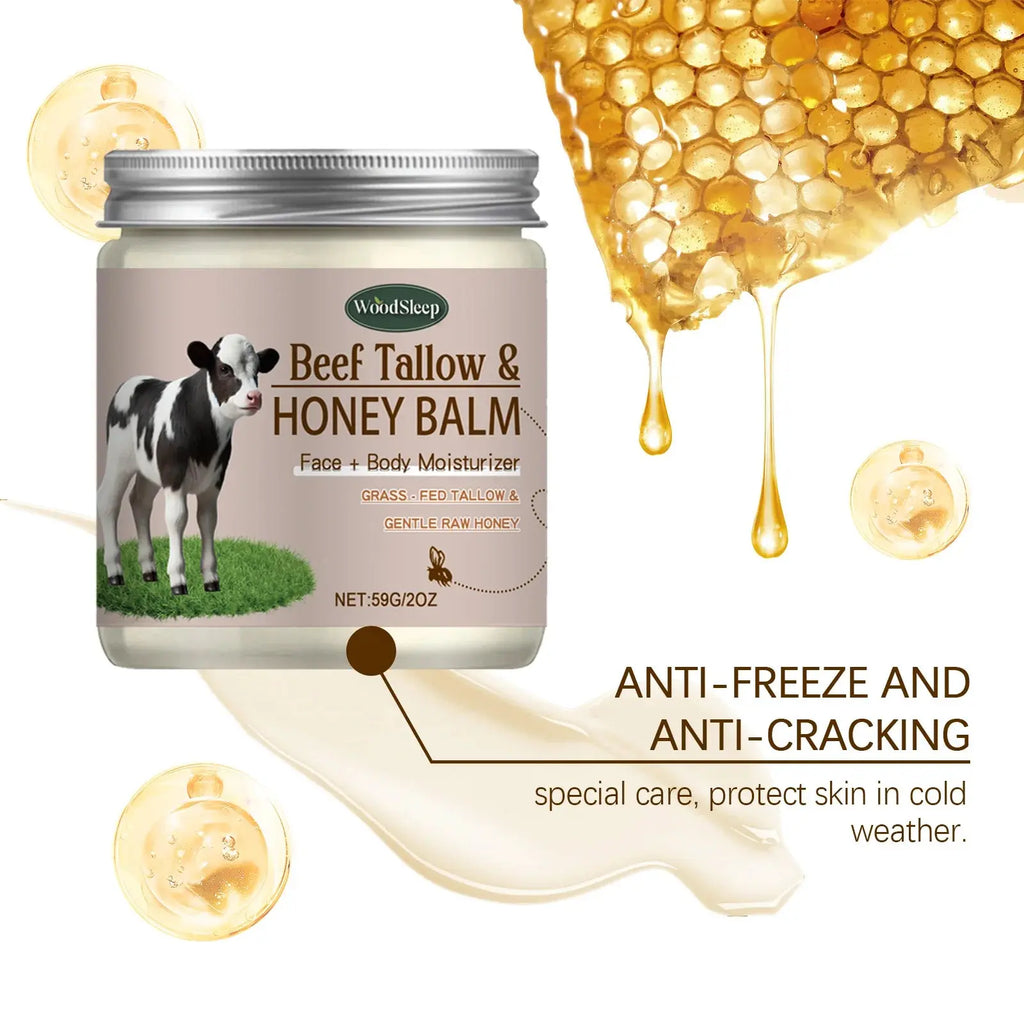 Organic Beef Tallow Honey Moisturizer Grass Fed Beef Tallow Face Cream Soothing Firm Increase Elasticity Whipped Smooth Lotion - Nova Trendz