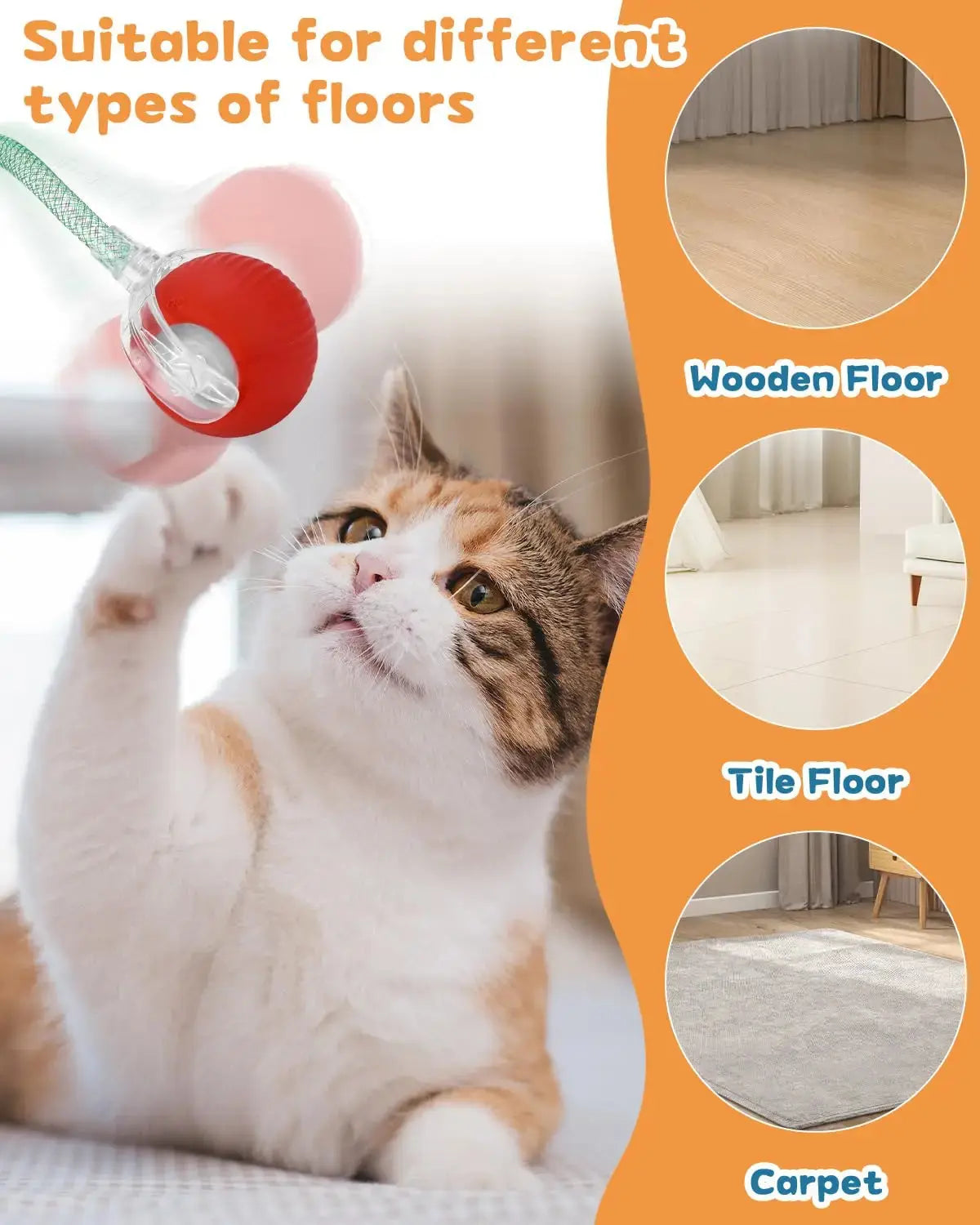 Cat Interactive Ball Toy, Automatic Rolling Ball with Tail, Rechargeable Smart Pet Interactive Toy, Intelligent Mouse for Cat - Nova Trendz