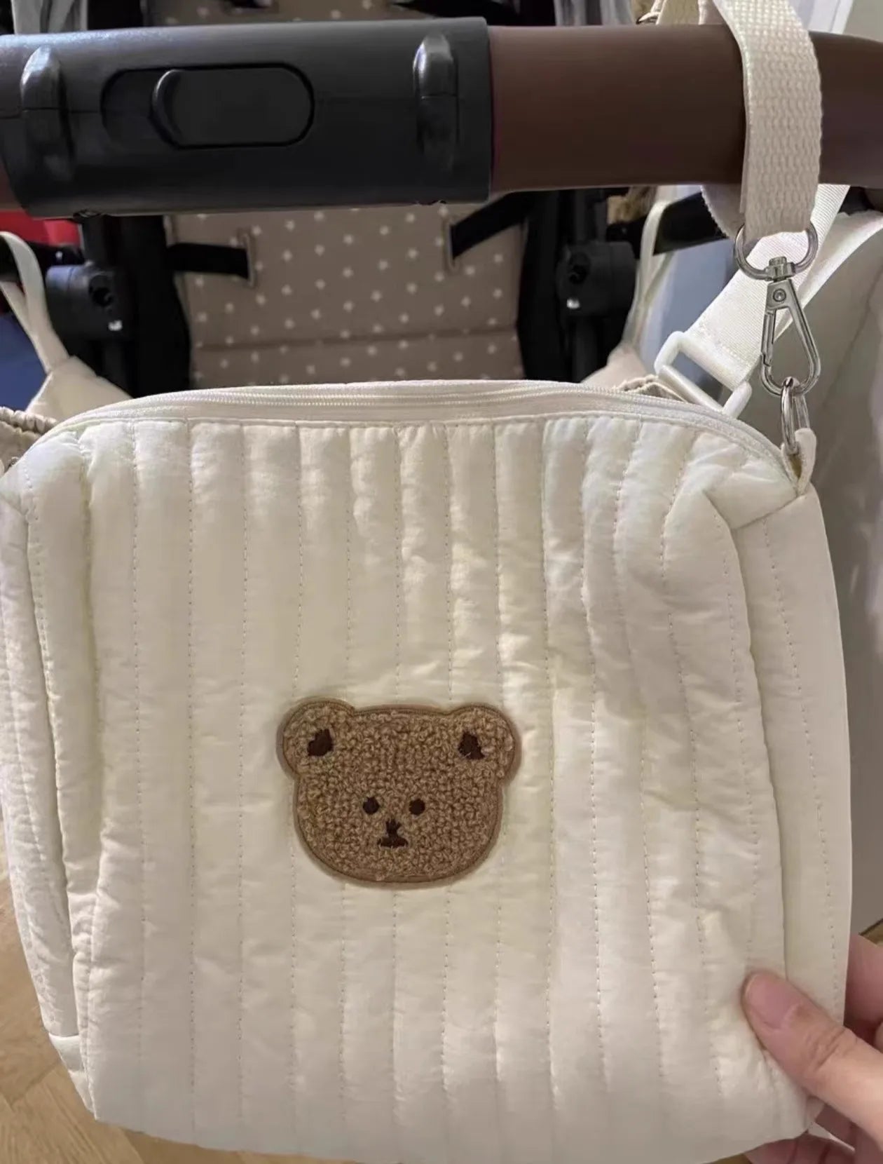 Portable Stroller Nappy Bag Quilted Baby Diaper Caddy Organizer Embroidered Mommy Bags Babies Accessories Changing Bag Storage