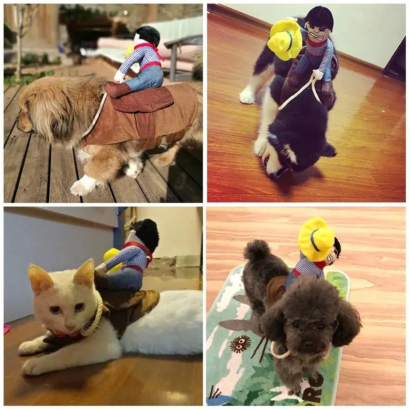 Dog Halloween Costume Cowboy Rider Costume for Small Medium Dogs Cats Funny Dog Clothes Party Suits for Holiday Christmas Nova Trendz
