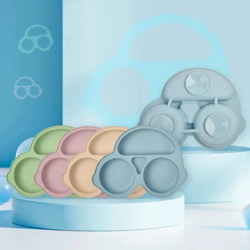 Baby Safe Silicone Dining Plate Suction Cartoon Children Dishes Feeding Toddler Training Tableware Retro Kids Smile Face Bowl Nova Trendz