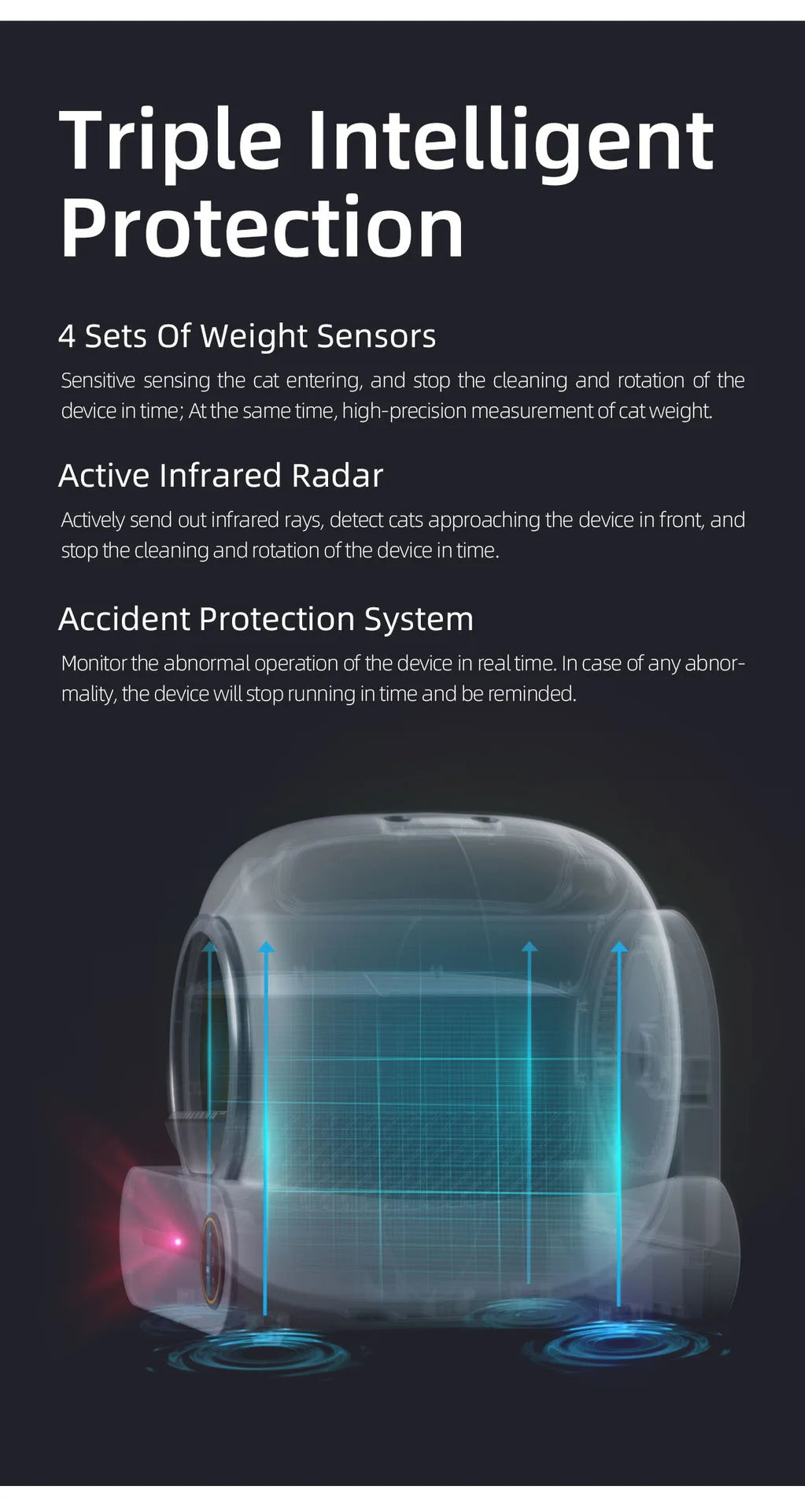Intelligent self-cleaning cat litter box, automatic cleaning cat toilet, APP controlled Lonic deodorizer, cat litter tray