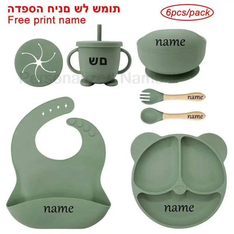 Personalized Name Tableware For Kids Silicone Suction Cup Plate Bowl Baby Feeding Set Children Dinner Dishes Bowl Spoon Cup Nova Trendz