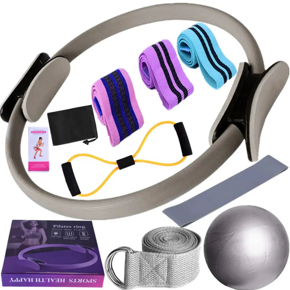 11PCS Pilates Loop Yoga Set 8 Resistance Band/Yoga Band Home Workout Pilates Ring Set Multifunctional Workout Set Yoga Equipment Nova Trendz