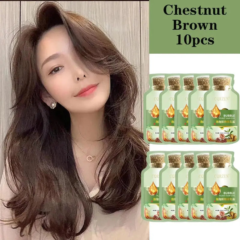 Pure Natural Herbal Hair Dye Shampoo Change Hair Color Cover Gray Hair White Hair Treatment Bubble Plant Hair Dye Hair Care Nova Trendz