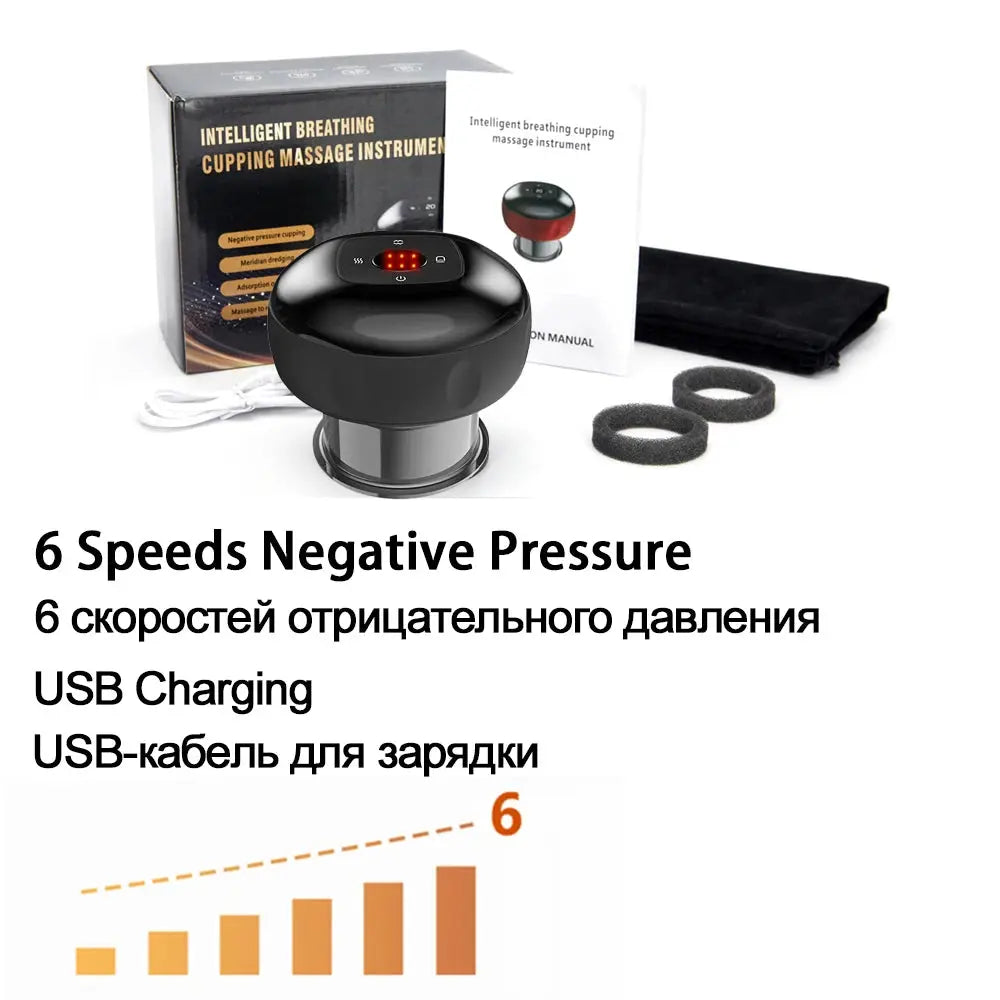 Body Scraping Massage Smart Electric Vacuum Cupping Heating Suction Cup Device Back Neck Arm Massger 6/12 Level Cupping Nova Trendz