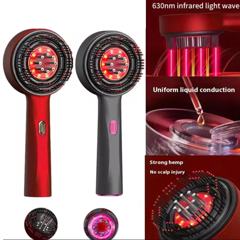 3 Modes Electric Vibration Massage Comb Red Light Therapy Hair Growth Massage Scalp Brush Oil Liquid Applicator Head Massager - Nova Trendz