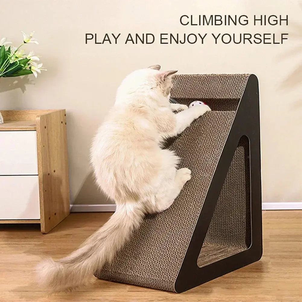 2 in 1 Cat Scratcher Cardboard Triangles Shaped Cat Scratching Board With Ball Wear-resistant Cat Clawing Board For Indoor Cat Nova Trendz