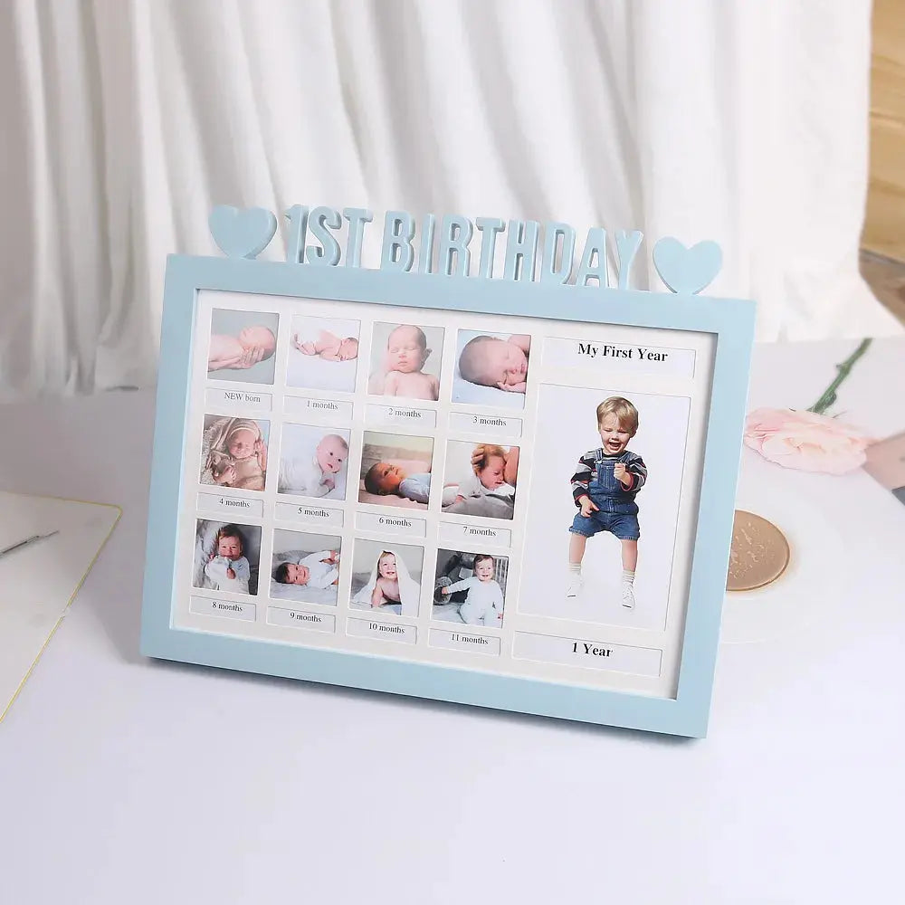 Ylsteed Baby 1ST BIRTHDAY Photo Frame Newborn 12 Month Growth Record Heart Shaped Photo Frame Infant Keepsakes Picture Album Nova Trendz