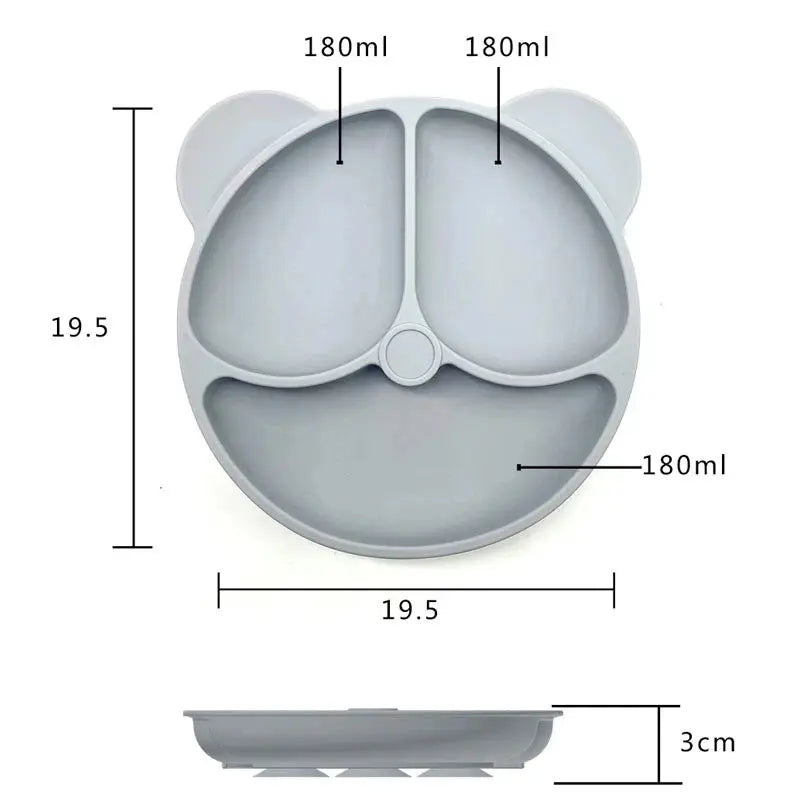 Baby Safe Silicone Dining Plate Suction Cartoon Children Dishes Feeding Toddler Training Tableware Retro Kids Smile Face Bowl Nova Trendz