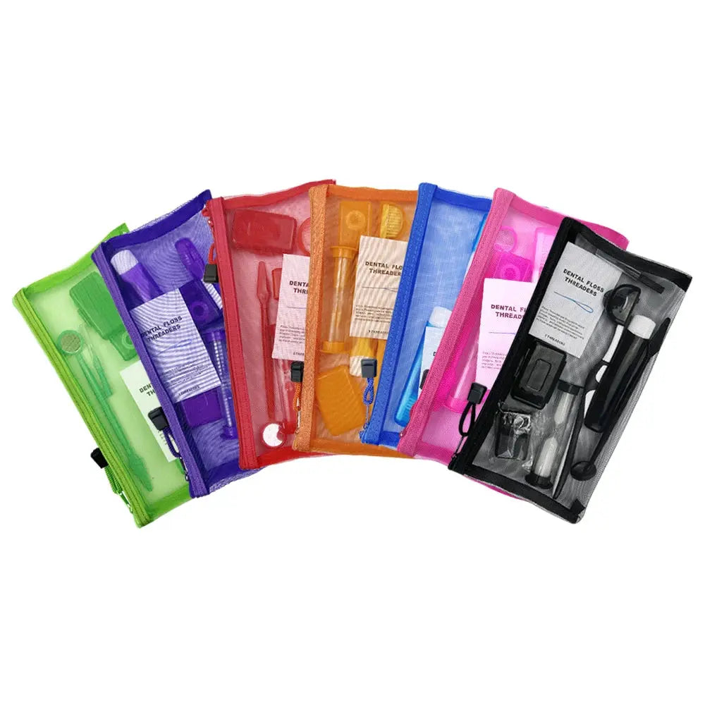 8Pcs/set Orthodontic Dental Care Brush Kit Teeth Cleaning Braces Toothbrush with Interdental Brush Floss Thread Wax Travel Kit - Nova Trendz