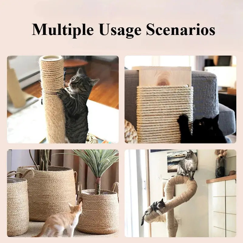 20M/50M Cat DIY Sisal Rope Cat Climbing Grinding Frame Special Cotton Rope Resistant Grinding Scratching Cat Toy Rope-4/6/8mm - Nova Trendz