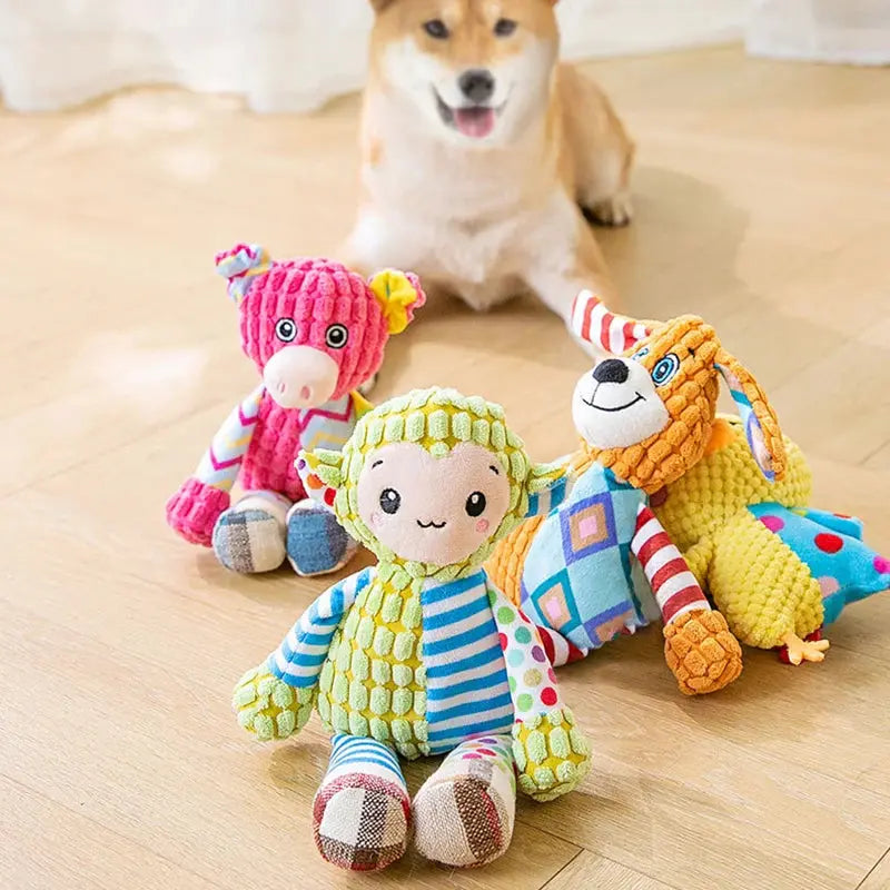 Pet Plush Toy Cat Dog Puzzle Toy Cute Animals Bite Resistant Interactive Squeaky Pet Dog Teeth Cleaning Chew Toy Pet Supplies - Nova Trendz