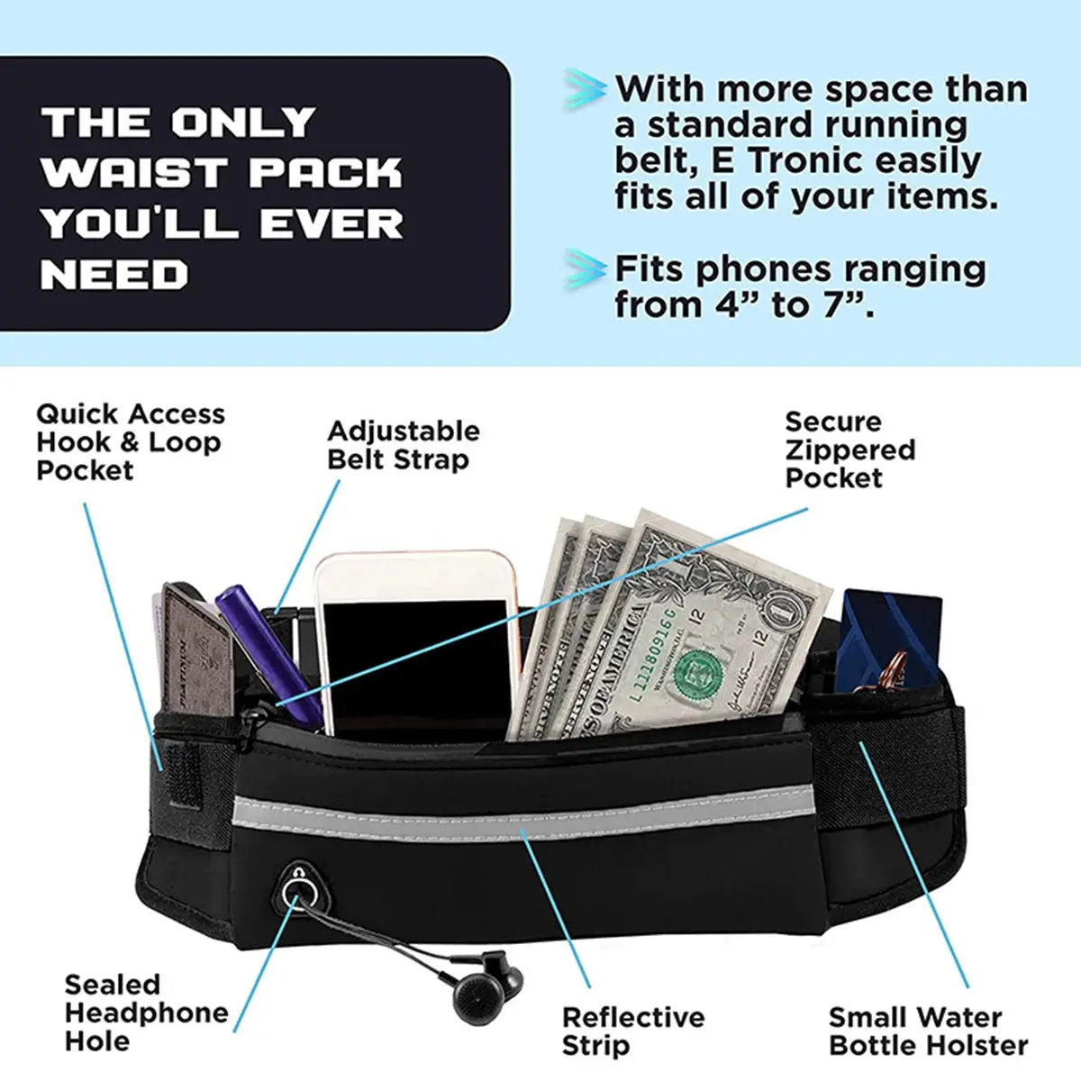 Hands Free Dog Leash Reflective Leash with Waist Bag Retractable Elastic Belt Dog Traction Rope for Running Walking Pet Products - Nova Trendz