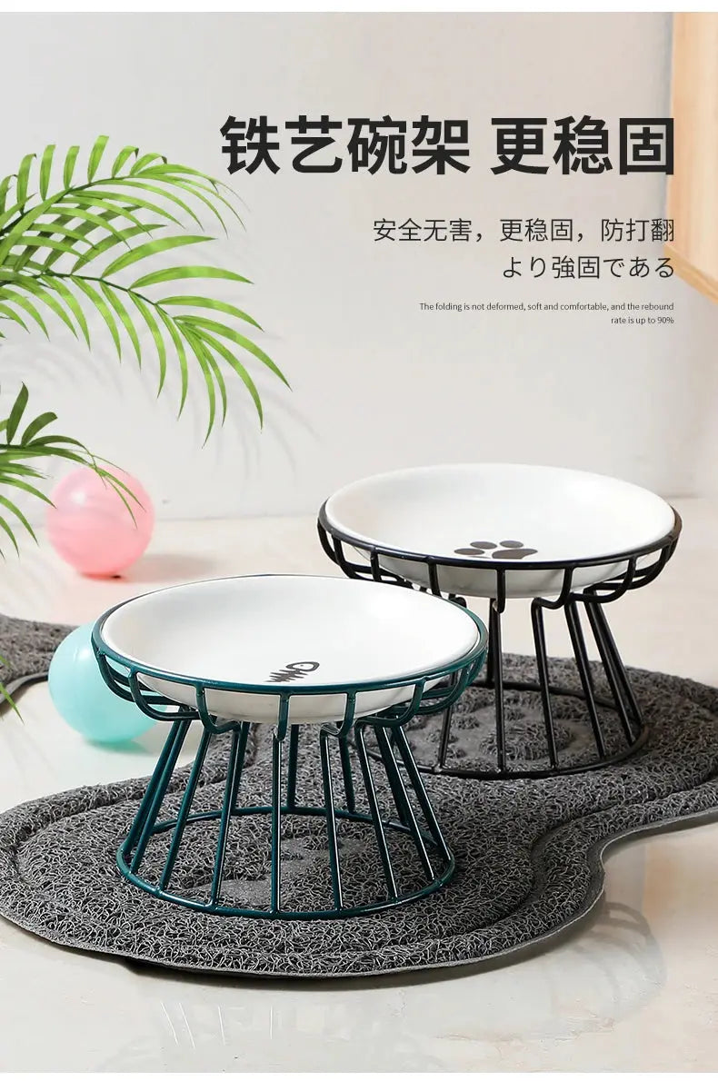 Ceramic For Dog Cat Puppy Kitten Elevated Cat Feeder Drinker Pet Feeder Bowl Pet Supplies Cat Food Bowl Water Feeder Container Nova Trendz