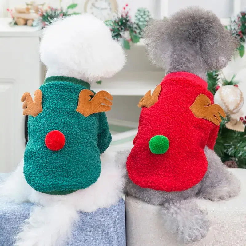 Christmas Dog Halloween Costumes Clothes Hoodies Cold Weather Winter Coat Reindeer Design Sweater for Small Dogs Cats Nova Trendz
