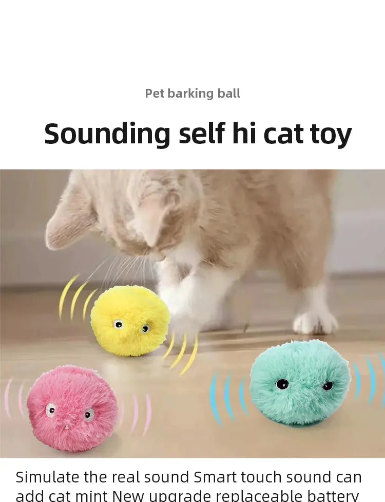 Interactive Ball Smart Cat Toys Plush Electric Catnip Training Toy Kitten Touch Sounding Pet Product Squeak Toy Ball - Nova Trendz