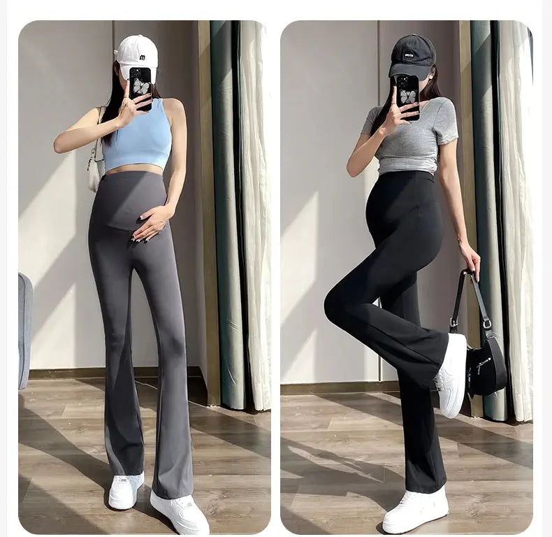 Maternity Leggings for Pregnant Women Yoga Flared High-waisted Trousers Pregnancy Clothes Maternity Yoga Flared Pants Nova Trendz