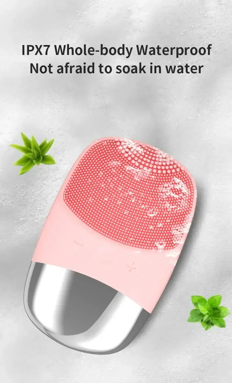 Electric Facial Cleansing Brush Silicone Sonic Face Cleaner Deep Pore Cleaning Skin Massage Intelligent Cleansing Brush Device - Nova Trendz