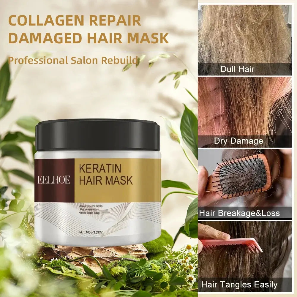 Deep Nourishing Keratin Care Hair Mask Moisturizing Repairing Damaged Frizzy Hairs Smooth Straighten Soft Hair Care 1/3/5/10pcs Nova Trendz