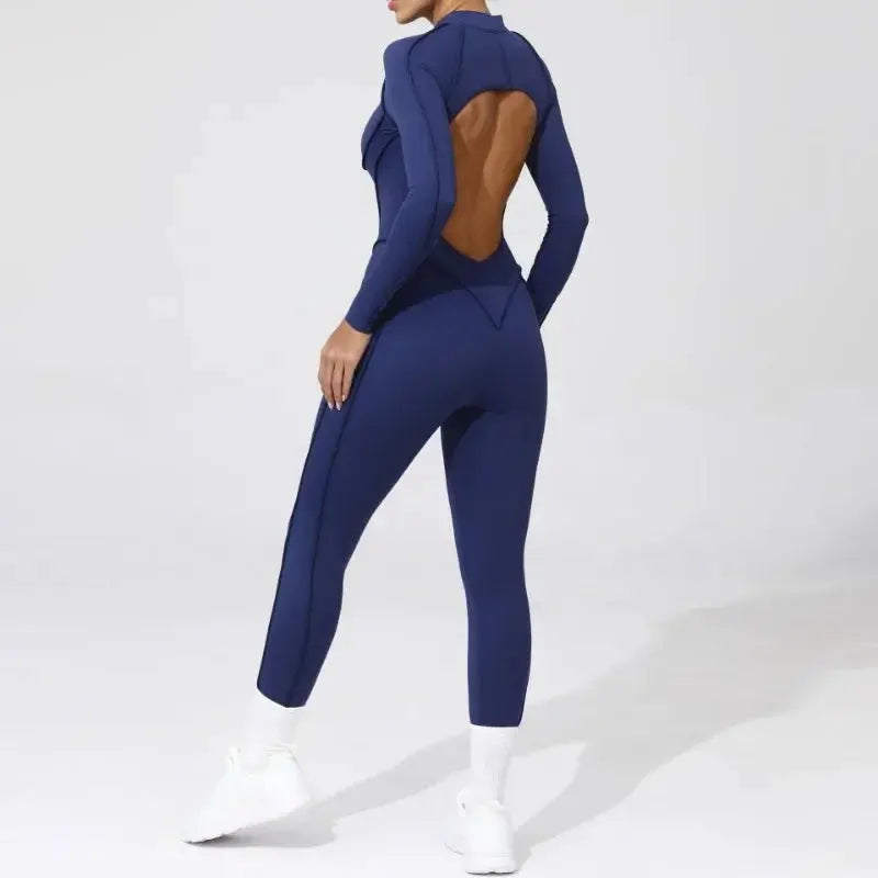 New Seamless Yoga Jumpsuits Sports Fitness Hip-lifting Backless Skinny Zipper One-Piece Workout Clothing Gym Bodysuit for Women - Nova Trendz