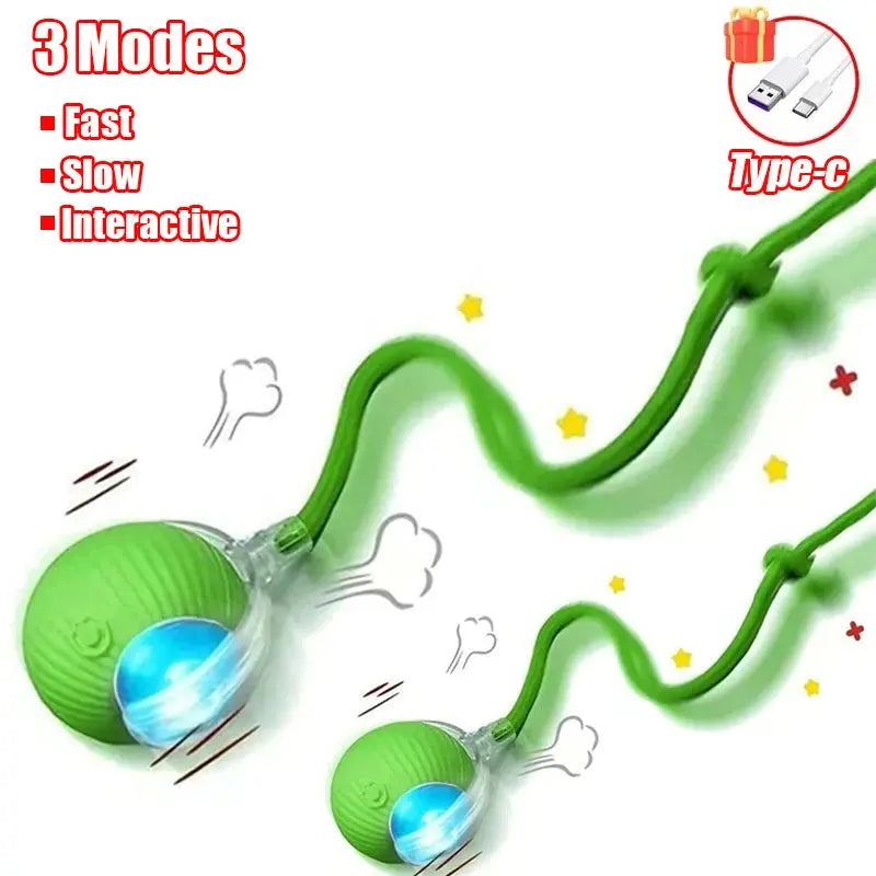 New Cat Interactive Ball Toy Automatic Rolling Ball Faux Tail Rechargeable Smart Pet Electric Toy Dog Cat Training Imitate Mouse - Nova Trendz